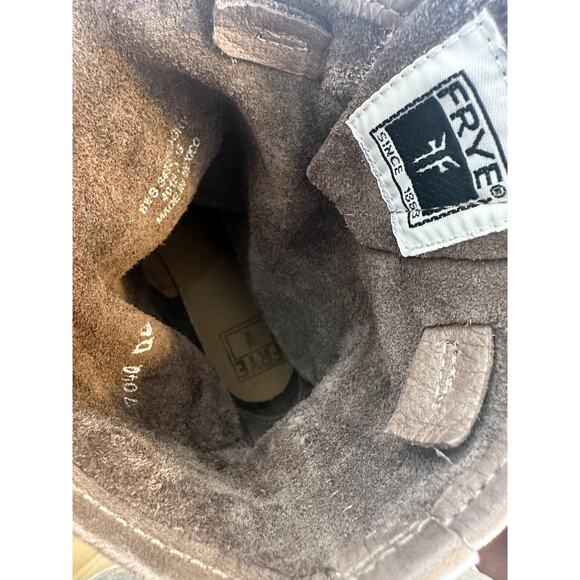 Frye Vintage Veronica Short Slouch Taupe Brown Leather Mid Calf Boots Size 8.5 - Picture 6 of 11